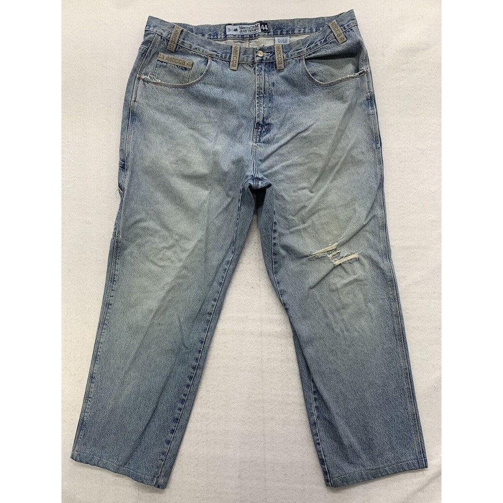 Mecca Denim Jeans Mens 44 Blue Carpenter Loose Fit Destroyed Distressed Grunge
